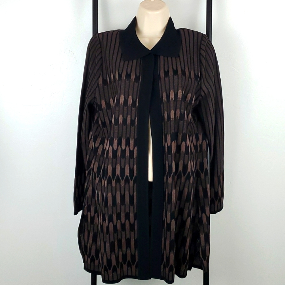 Vintage Exclusively Misook long sleeve cardigan sweater open front padded size M